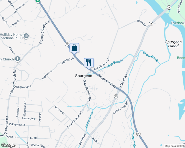 map of restaurants, bars, coffee shops, grocery stores, and more near 100 Gray Station Road in Johnson City