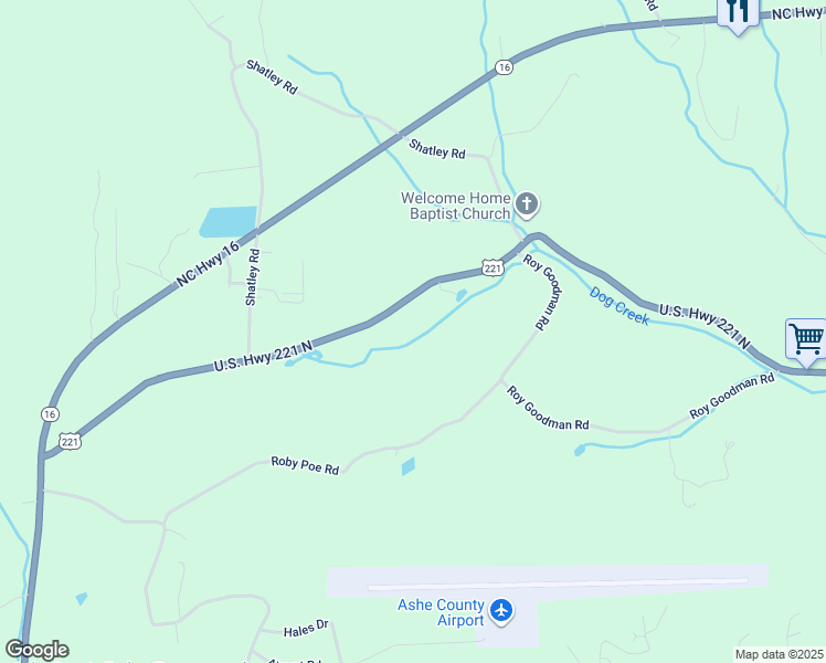 map of restaurants, bars, coffee shops, grocery stores, and more near 3742 U.S. Highway 221 North in Crumpler
