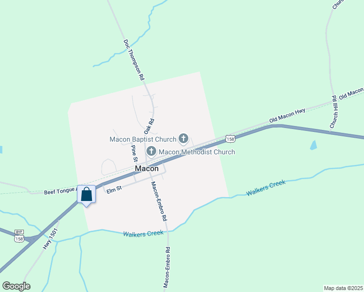 map of restaurants, bars, coffee shops, grocery stores, and more near 149 Church Street in Macon