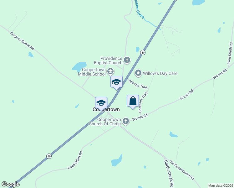 map of restaurants, bars, coffee shops, grocery stores, and more near 3820 Highway 49 West in Springfield