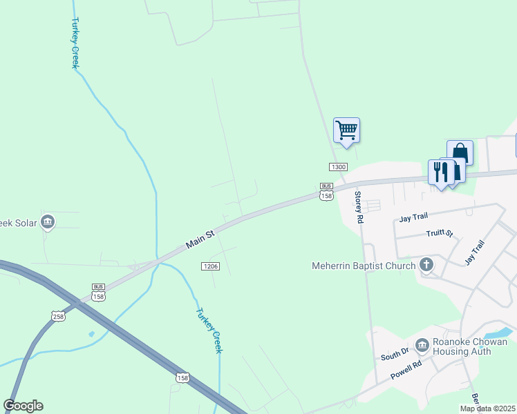 map of restaurants, bars, coffee shops, grocery stores, and more near 146 U.S Highway 158 West in Gates