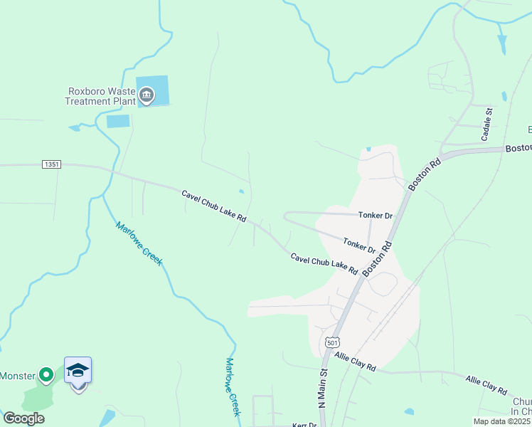 map of restaurants, bars, coffee shops, grocery stores, and more near 402 Cavel Chub Lake Road in Roxboro