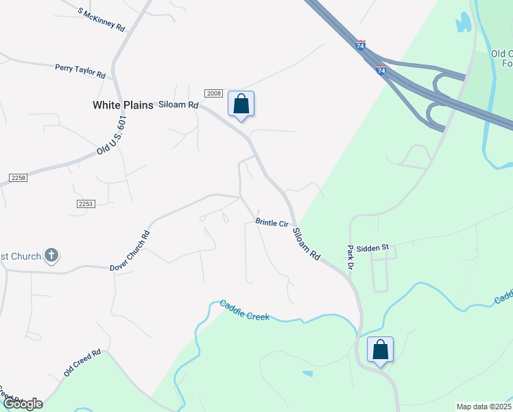 map of restaurants, bars, coffee shops, grocery stores, and more near 227 Brintle Circle in Mount Airy