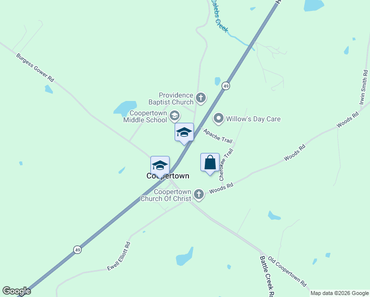 map of restaurants, bars, coffee shops, grocery stores, and more near 3820 Highway 49 West in Springfield