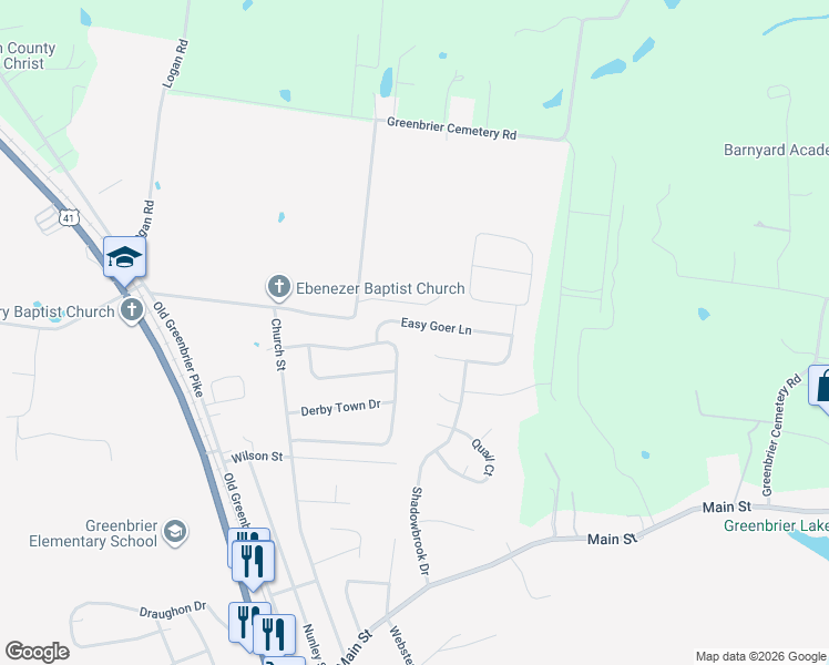 map of restaurants, bars, coffee shops, grocery stores, and more near 3013 Easy Goer Lane in Greenbrier