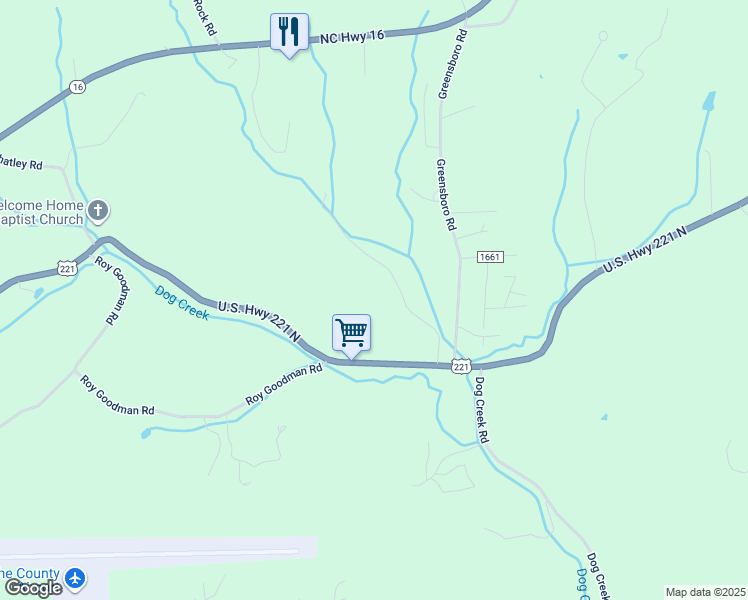 map of restaurants, bars, coffee shops, grocery stores, and more near 222 Willow Creek Drive in Jefferson