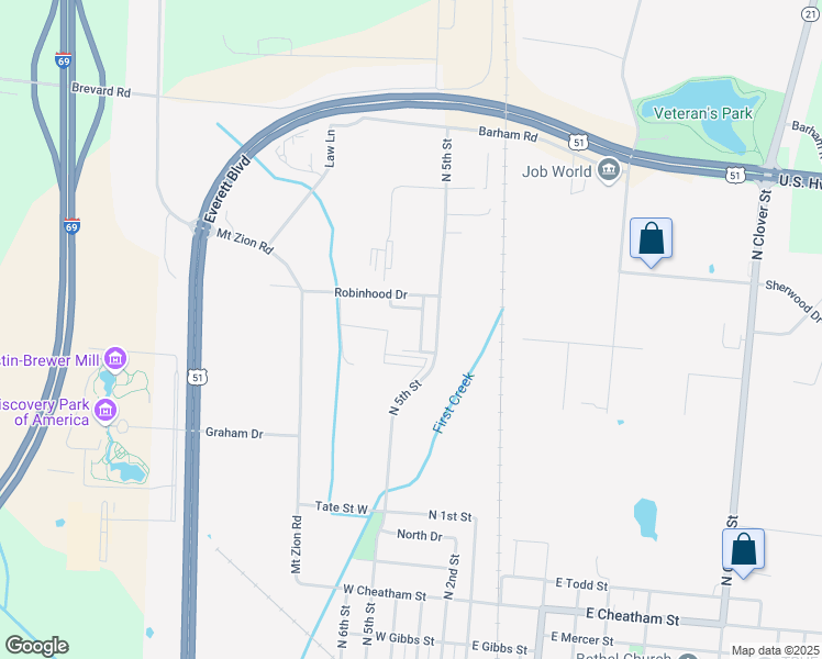 map of restaurants, bars, coffee shops, grocery stores, and more near 1700 North 5th Street in Union City