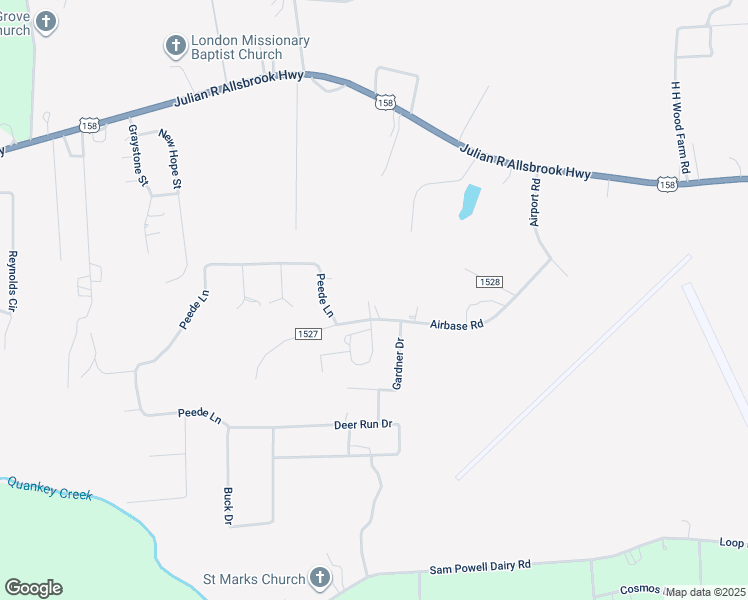 map of restaurants, bars, coffee shops, grocery stores, and more near 476 Airbase Road in Roanoke Rapids
