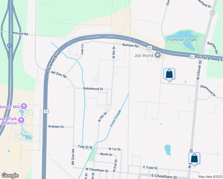 map of restaurants, bars, coffee shops, grocery stores, and more near 1700 North 5th Street in Union City