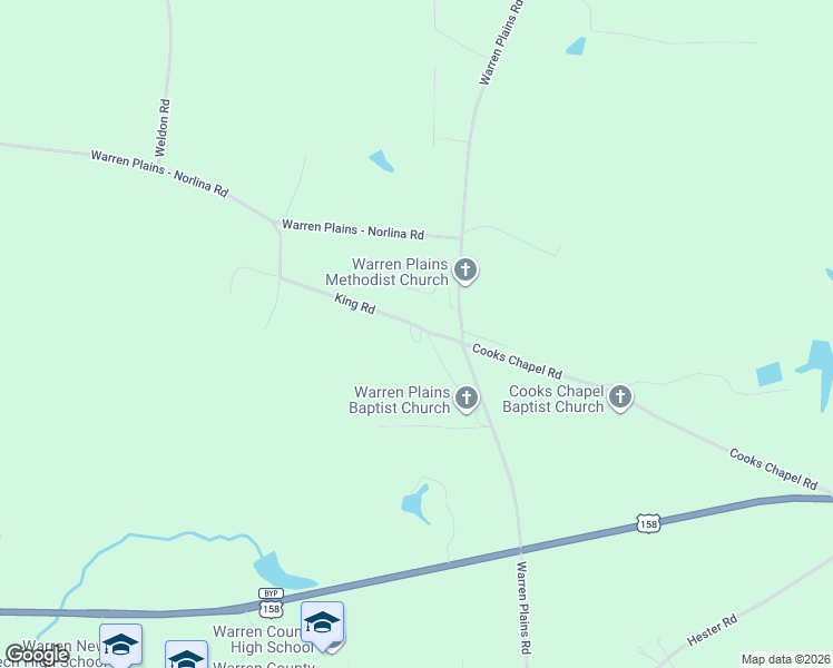 map of restaurants, bars, coffee shops, grocery stores, and more near King Road in Warrenton