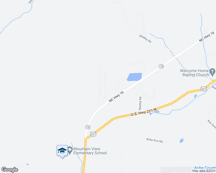 map of restaurants, bars, coffee shops, grocery stores, and more near 587 North Carolina 16 in Jefferson