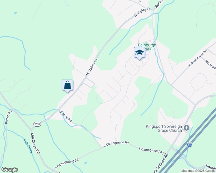 map of restaurants, bars, coffee shops, grocery stores, and more near 2924 Viewforth Court in Kingsport