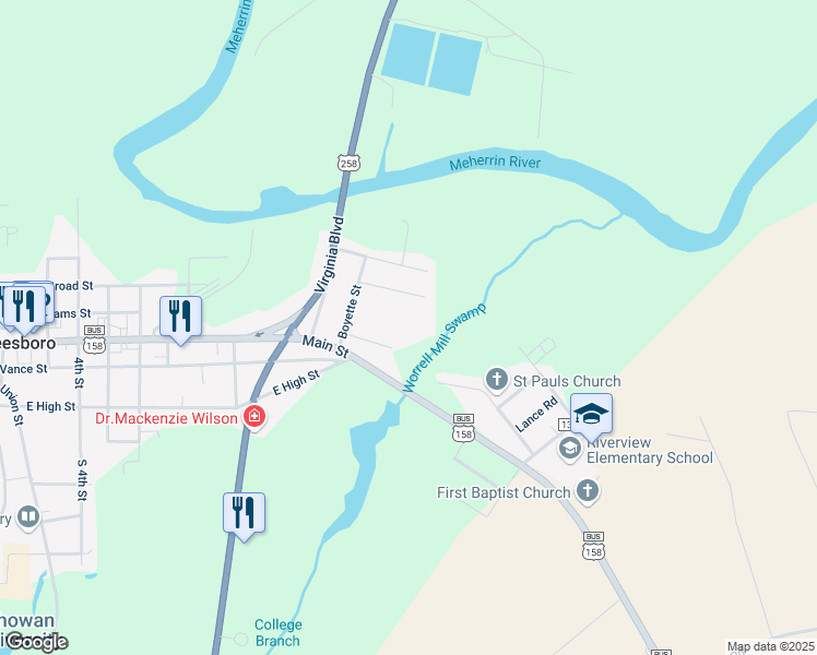 map of restaurants, bars, coffee shops, grocery stores, and more near 1334 New Street in Murfreesboro