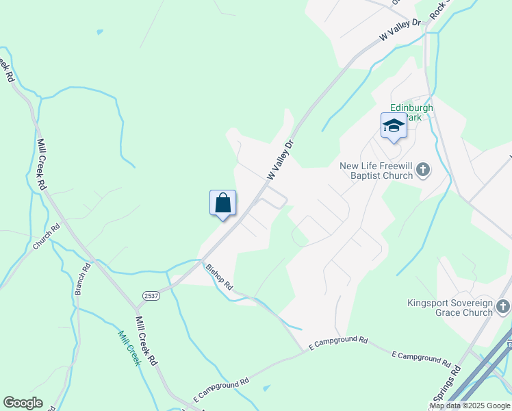 map of restaurants, bars, coffee shops, grocery stores, and more near 420 State Highway 2537 in Kingsport