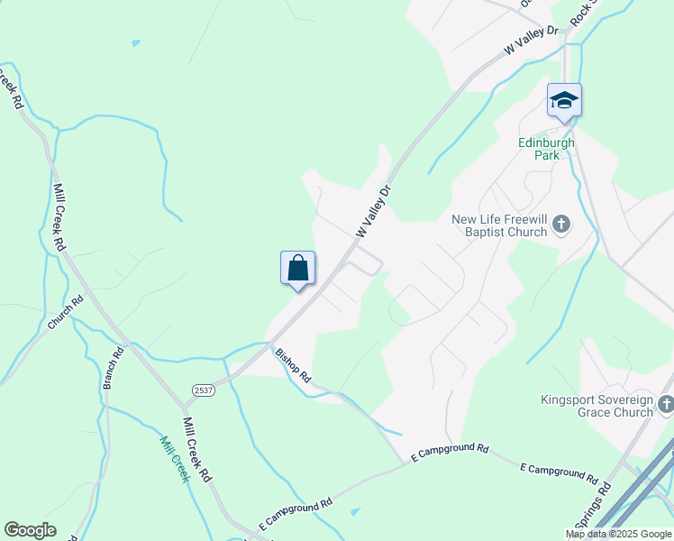 map of restaurants, bars, coffee shops, grocery stores, and more near 420 State Highway 2537 in Kingsport