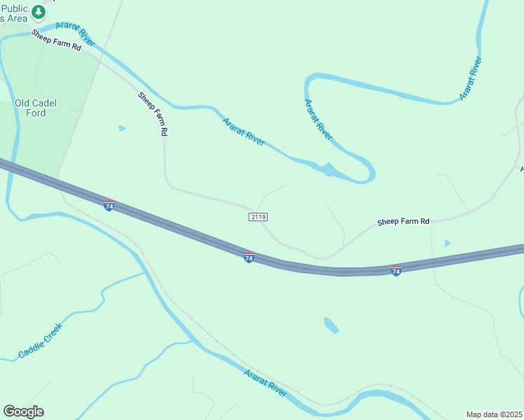 map of restaurants, bars, coffee shops, grocery stores, and more near 1100-1278 Sheep Farm Road in Mount Airy