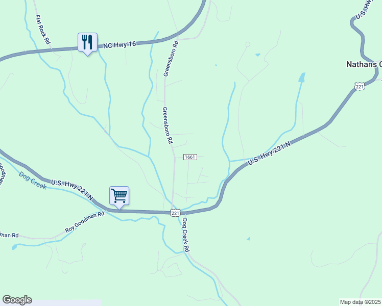 map of restaurants, bars, coffee shops, grocery stores, and more near 181 Greensboro Road in Crumpler