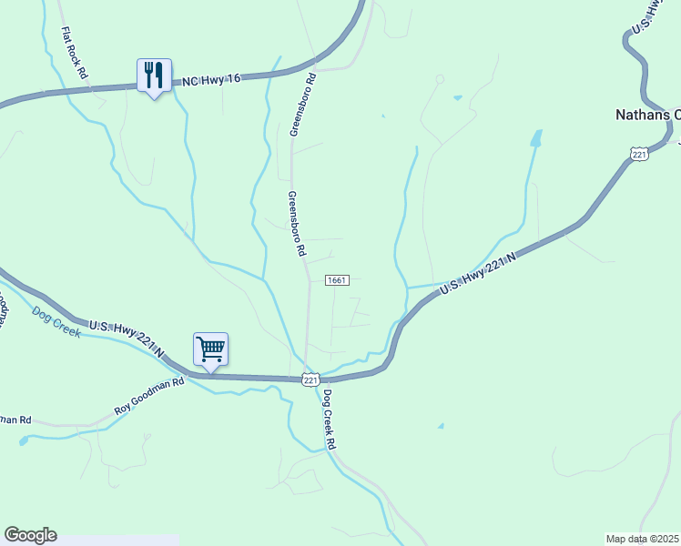 map of restaurants, bars, coffee shops, grocery stores, and more near 181 Greensboro Road in Crumpler