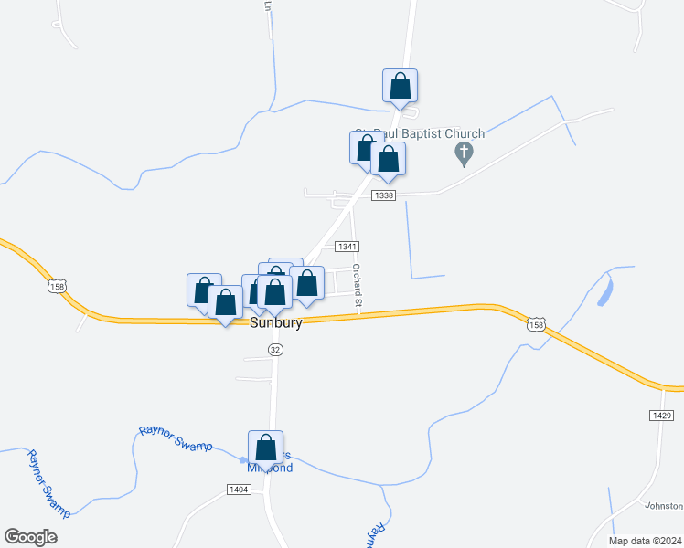 map of restaurants, bars, coffee shops, grocery stores, and more near 22 Atlantic Avenue in Sunbury