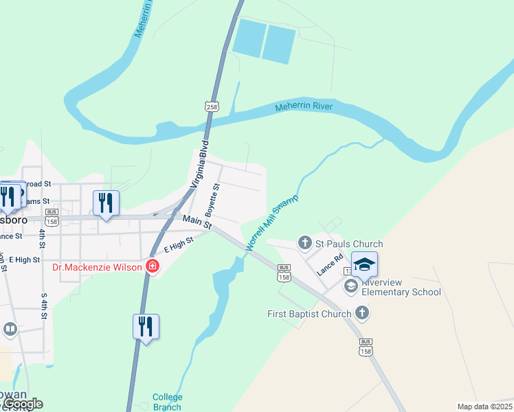 map of restaurants, bars, coffee shops, grocery stores, and more near 1334 New Street in Murfreesboro