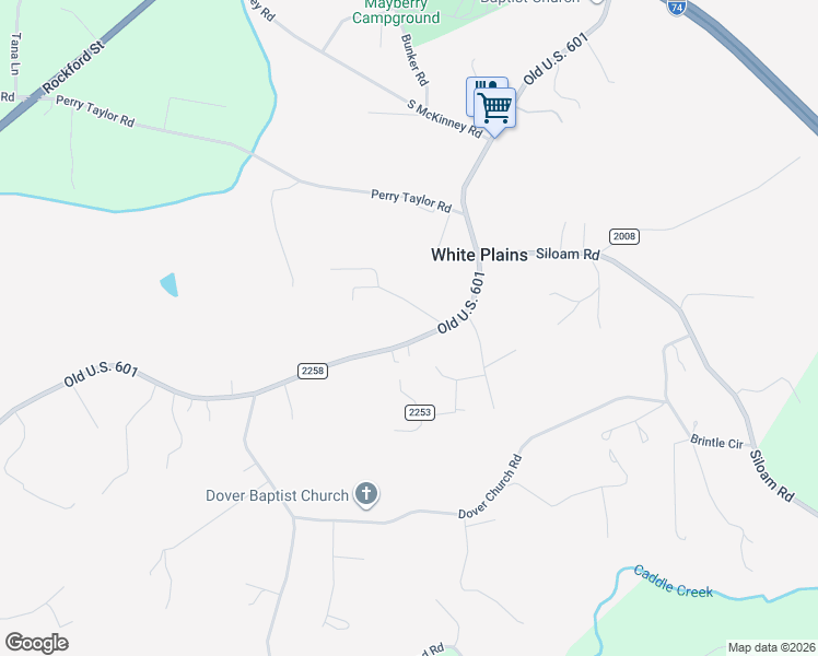 map of restaurants, bars, coffee shops, grocery stores, and more near 129 Draughn Street in Mount Airy