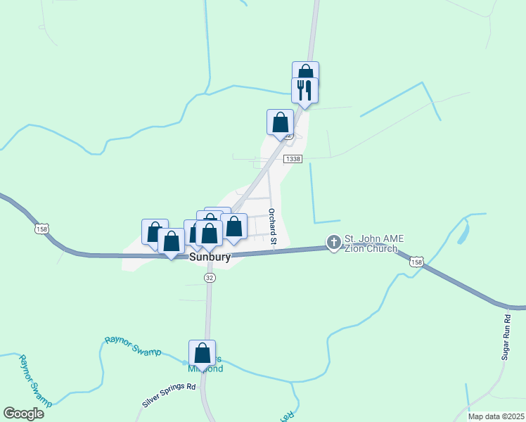 map of restaurants, bars, coffee shops, grocery stores, and more near 22 Atlantic Avenue in Sunbury
