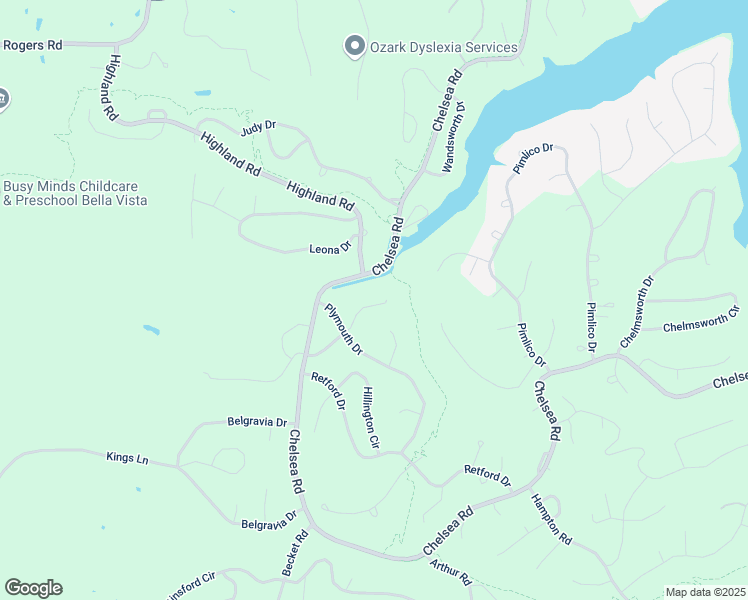 map of restaurants, bars, coffee shops, grocery stores, and more near 21 Tillingham Lane in Bella Vista
