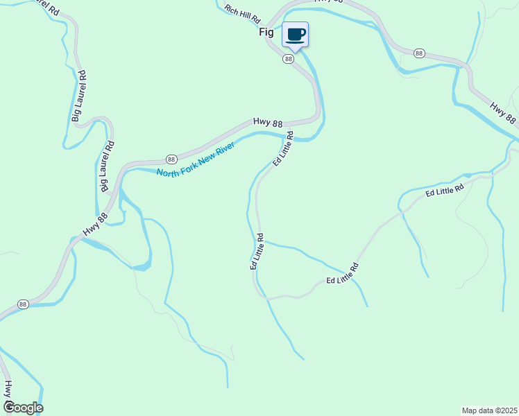 map of restaurants, bars, coffee shops, grocery stores, and more near 2576 Ed Little Road in Creston