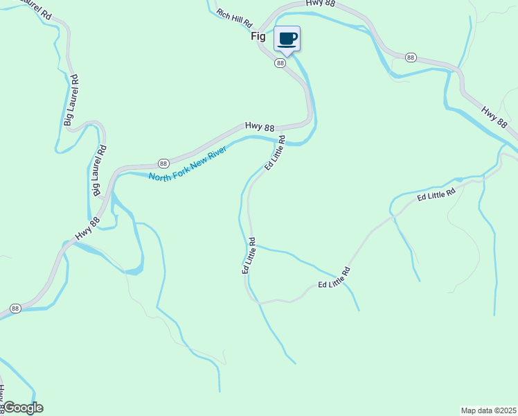map of restaurants, bars, coffee shops, grocery stores, and more near 2576 Ed Little Road in Creston