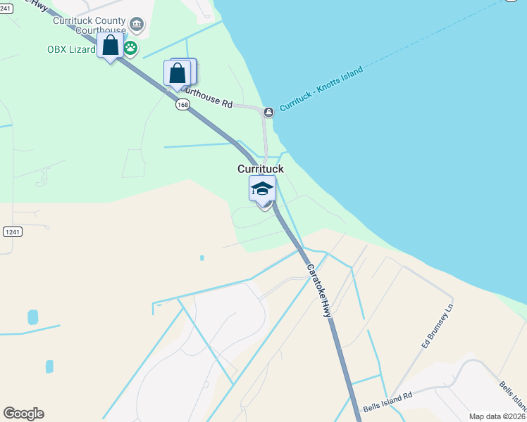 map of restaurants, bars, coffee shops, grocery stores, and more near 2966 Caratoke Highway in Currituck