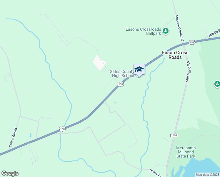 map of restaurants, bars, coffee shops, grocery stores, and more near 9 U.S Highway 158 West in Gates