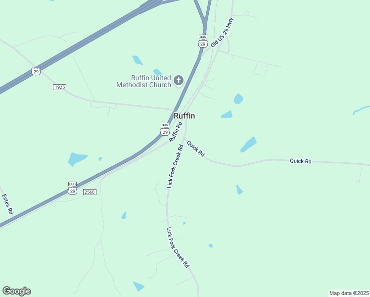 map of restaurants, bars, coffee shops, grocery stores, and more near 2179 Lick Fork Creek Road in Ruffin