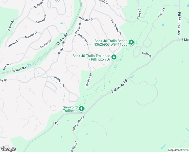 map of restaurants, bars, coffee shops, grocery stores, and more near 3 Rillington Circle in Bella Vista