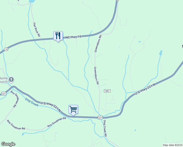 map of restaurants, bars, coffee shops, grocery stores, and more near 564 Greensboro Road in Crumpler