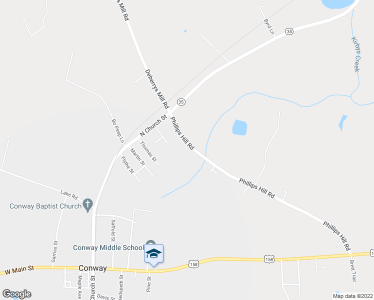 map of restaurants, bars, coffee shops, grocery stores, and more near 571 Phillips Hill Road in Conway