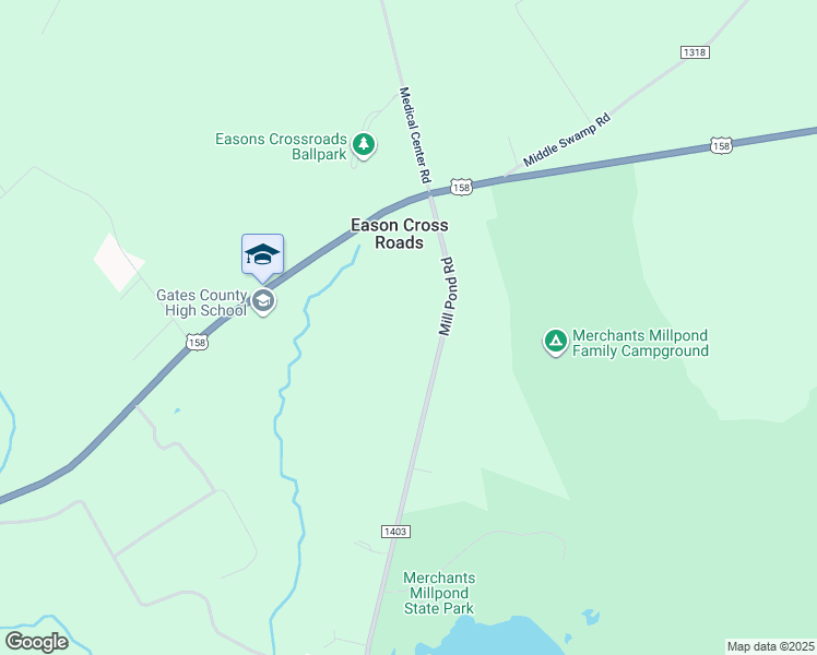map of restaurants, bars, coffee shops, grocery stores, and more near 74 Southern Pines Mobile Home Park in Corapeake