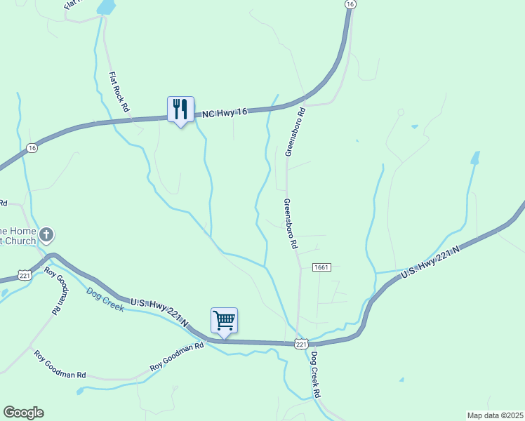 map of restaurants, bars, coffee shops, grocery stores, and more near 610 Greensboro Road in Crumpler