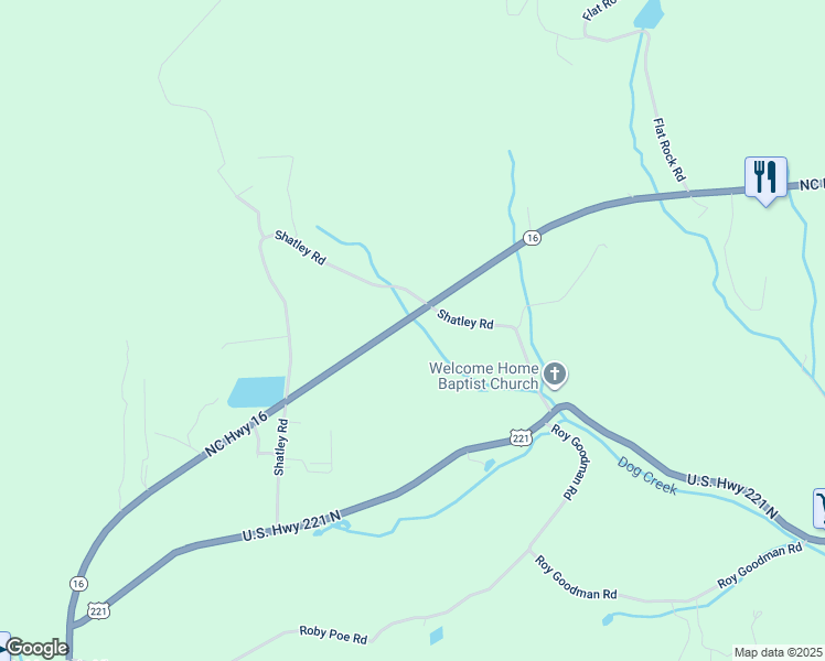 map of restaurants, bars, coffee shops, grocery stores, and more near 1122 North Carolina 16 in Crumpler