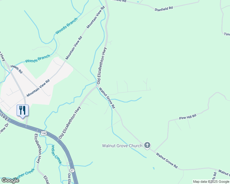 map of restaurants, bars, coffee shops, grocery stores, and more near 327 Pine Ridge Road in Bluff City