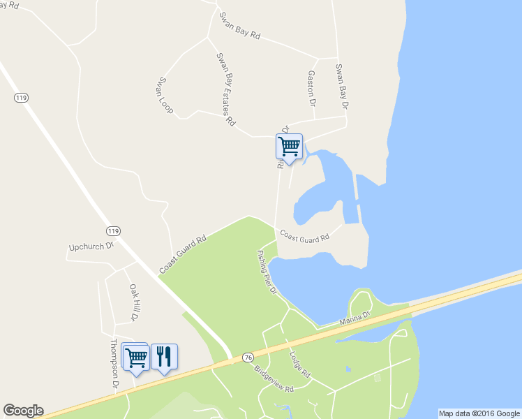 map of restaurants, bars, coffee shops, grocery stores, and more near 475 Coast Guard Rd in Buchanan