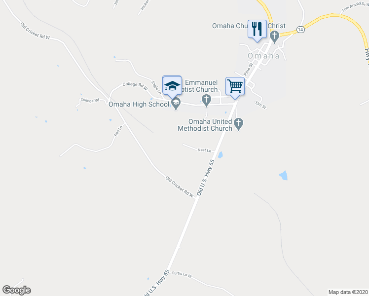 map of restaurants, bars, coffee shops, grocery stores, and more near 9517 Nest Lane in Omaha