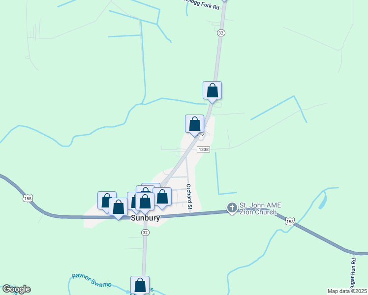 map of restaurants, bars, coffee shops, grocery stores, and more near 90 North Carolina 32 in Corapeake