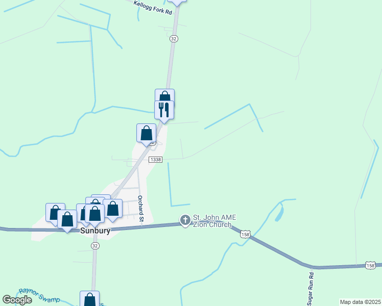 map of restaurants, bars, coffee shops, grocery stores, and more near 50 Saint Paul Lane in Sunbury