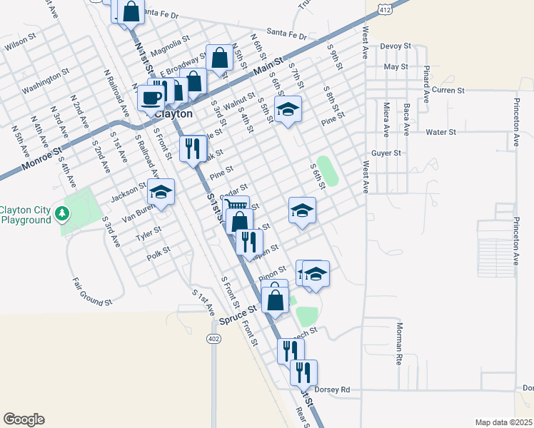 map of restaurants, bars, coffee shops, grocery stores, and more near 300 Locust Street in Clayton