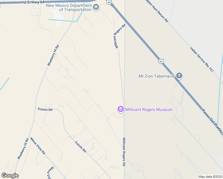 map of restaurants, bars, coffee shops, grocery stores, and more near 1601-1605 Millicent Rogers Road in El Prado