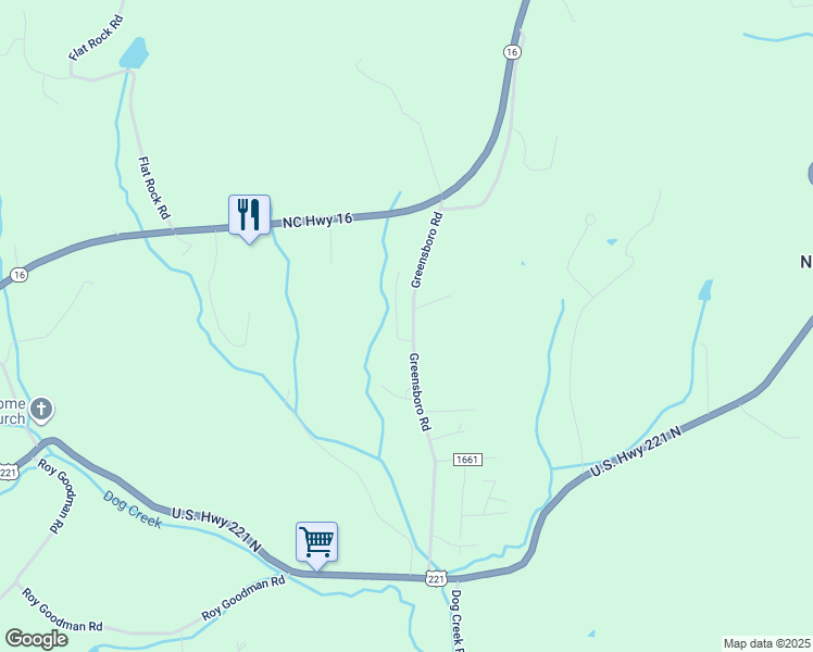 map of restaurants, bars, coffee shops, grocery stores, and more near 428 Greensboro Road in Crumpler