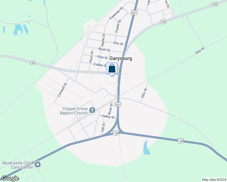 map of restaurants, bars, coffee shops, grocery stores, and more near 107 Garysburg Street in Garysburg