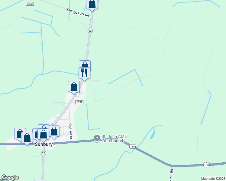 map of restaurants, bars, coffee shops, grocery stores, and more near 74 Saint Paul Lane in Sunbury