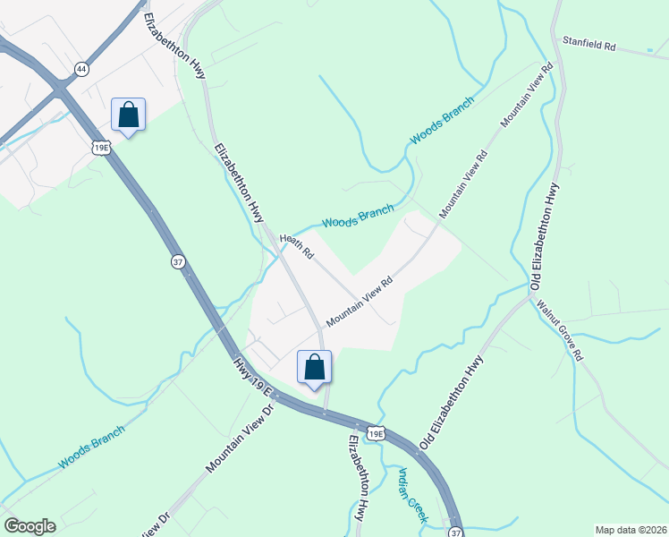map of restaurants, bars, coffee shops, grocery stores, and more near 546 Mountain View Road in Bluff City