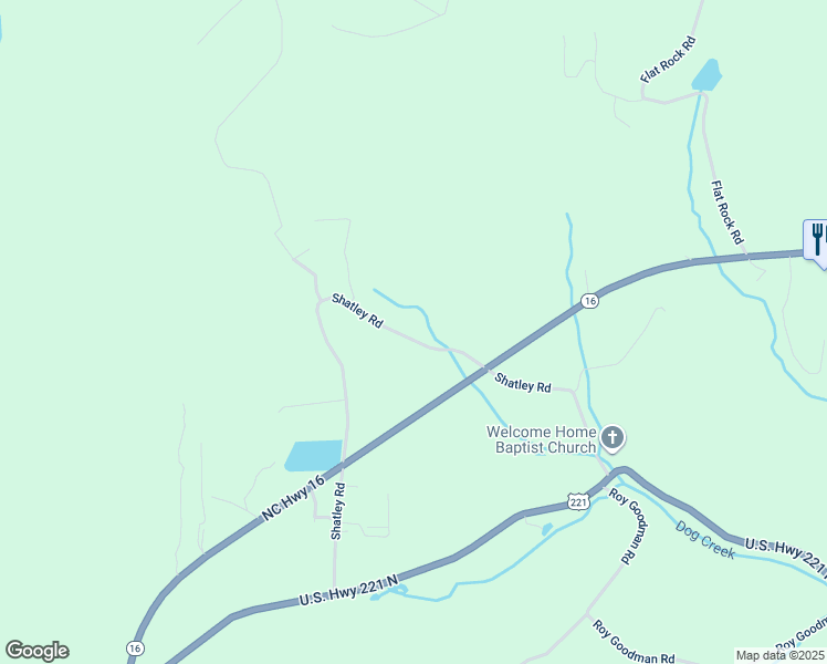 map of restaurants, bars, coffee shops, grocery stores, and more near 1069 Shatley Road in Crumpler